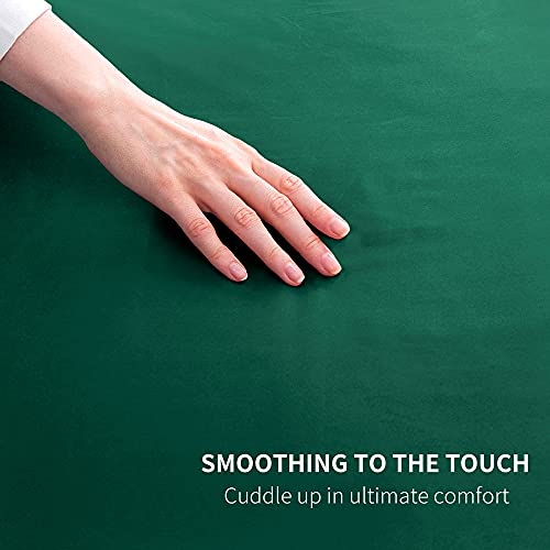 Entisn 5Pcs Silky Satin Queen Size Bed Blackish Green Luxury Bedding Sets, Breathable & Ultra Soft Sheets Set Includes 1 Fitted Sheet, 1 Flat Sheet, 3 Pillowcases #TOP3