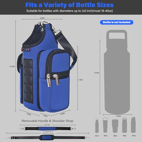 Image of icolor Magnetic Gym Bag Water Bottle Carrier Holder with Phone Pockets & Shoulder Strap,Gym Magnetic Bag 5 Built-in Magnets Gym Accessories Organizer Pouch Sling Sleeve for Men Women