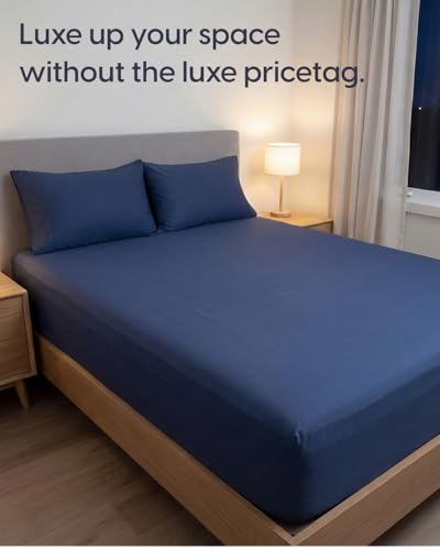 Image of Sleepy Town King Size Bed Sheets - 3 Piece - NO Flat Sheet Included - King Sheet Set - Soft, Comfy & Cooling - Easy Care - Wrinkle & Fade Free - Brushed Microfiber - Deep Pocket Sheets (Navy Blue)
