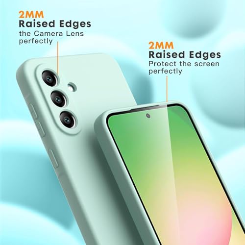Image of DIZORO Microfiber Candy Case for Samsung A36 5G Smooth Touch Cushion Liquid Soft Silicone Gel Rubber Phone Cases Non-Slip Full Body Protective Shockproof Back Cover (Mint Green)