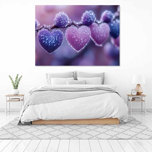 Toile Murale Cœurs Violets BOHUO Encadrée Finition Haute Qualité