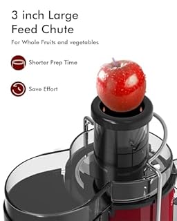 SiFENE Juicer Machine, 800W Peak Power Centrifugal Juice Extractor with 3 Inch Wide Mouth Chute, 3 Speed Control for Fruit and Vegetable, Compact Stainless Steel Juicer for Small Kitchen