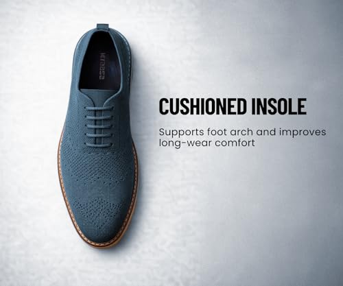 Image of Kraasa Men's Casual Sneaker Lace-Up Oxford Shoes | Breathable Knit Upper | Lightweight & Comfortable | Stylish Brown Sole | Office