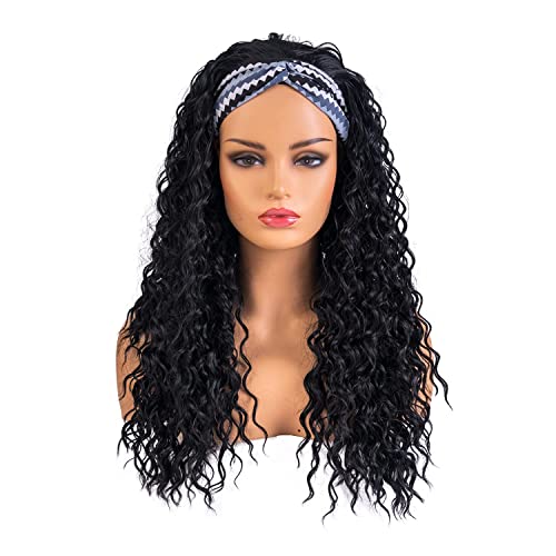 BESTUNG Peluca con diadema rizada para mujeres negras, de aspecto natural, alta densidad, sin pegamento, resistente al calor (incluye diadema) (24 pulgadas) Cover