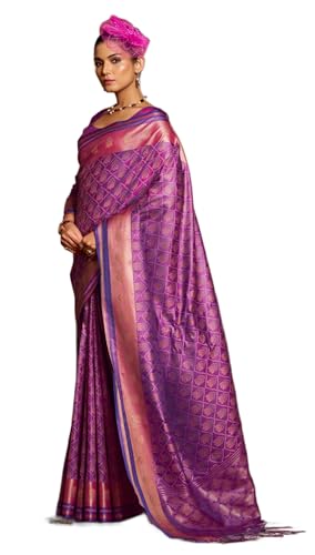 Image of SWORNOF Women's Patola silk saree for Patola festival Wedding silk with rich pallu Design sarees for women with blouse piece