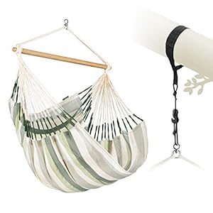 LA SIESTA® – Large Comfort Domingo Hammock Chair & TreeMount – Weather & Tear Resistant Hanging Chair w/Suspension Kit for Trees Beams & Posts – Bedroom Patio Outdoor Indoor Hammock Chair – Cedar