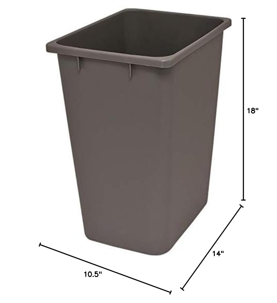 Caneca de basura rectangular gris de 34 litros miniatura 4