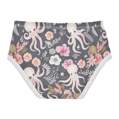 Wusikd Octopus Flowers Girls' Underwear Cotton Pink Girls Briefs Soft Toddler Underwear 2T2