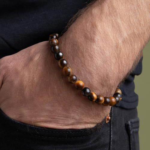 Pulsera de hombre con cuentas Tiger's Eye bandera americana miniatura 5
