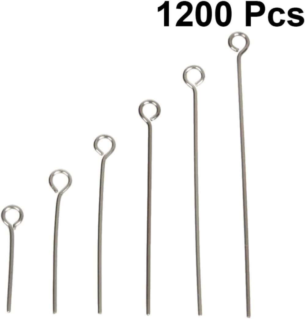 1200pcs Open Eye Pins Stainless Steel for Jewelry Making, Silver