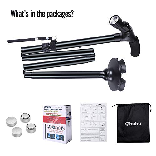 2-Pack Led Folding Walking Canes, Ohuhu Folding Walking Cane With Led Light, Adjustable Walking Stick With Carrying Bag For Fathers Mothers #TOP6
