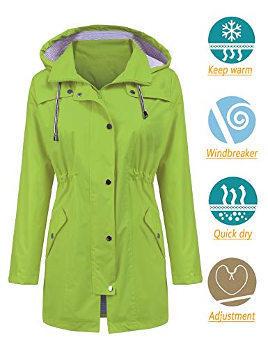 Image of LOMON Raincoat Women Waterproof Long Hooded Trench Coats Lined Windbreaker Travel Jacket S-XXL
