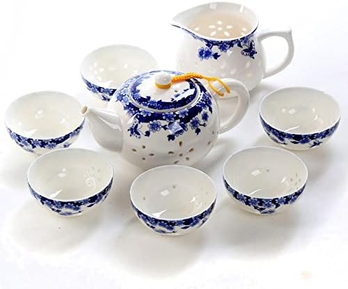 Teapots, ceramic teapots, Blue-and-white Ceramic Teapot Heat-Resistant Tea Pot With 5 Tea Cups Kung Fu Tea Set Handmade Kettle Tea Set Drinkware (Color : Cj007)