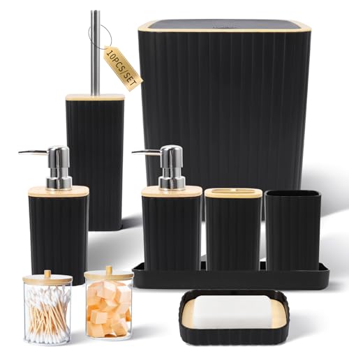 XLHOMO Bathroom Accessories Set - Elegant Black Bathroom Set, 10PC