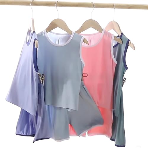 Conjunto de colete infantil fino para meninos e meninas, sem mangas, ar condicionado, roupas para be