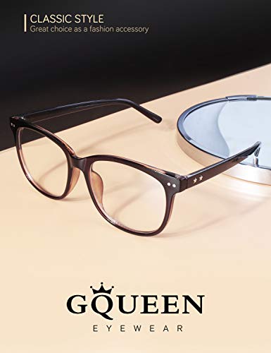 GQUEEN Fake Non Prescription Glasses Clear Lens for Women Men Oversized Frame UV400 Protection, 2015812