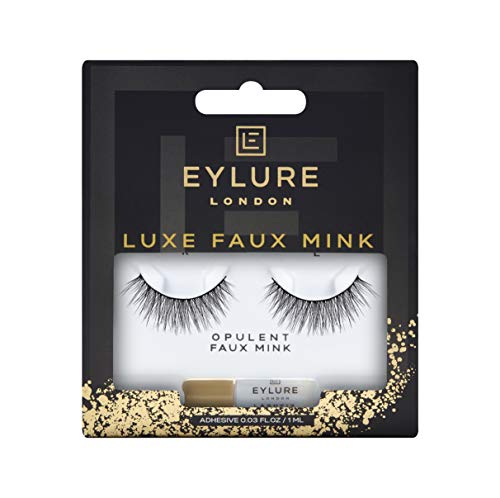 Eylure Faux Mink Eye Lashes, Reusable, Adhesive Included, Opulent, 1 Pair