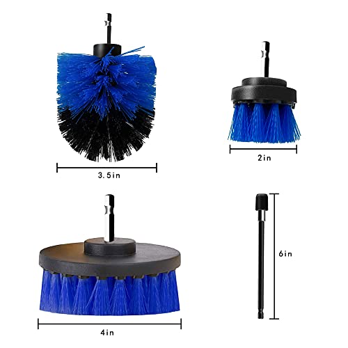 Drill Brush Attachment Set, 4Pcs In Power Scrubber Brush With Drill Scrub Brush For Cleaning Showers, Tubs, Bathroom, Tile, Grout, Carpet(4 Pack-Blue) #TOP3