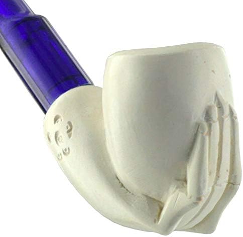 Genuine Block Meerschaum Full Bent White Mini Hand Pipe With Case