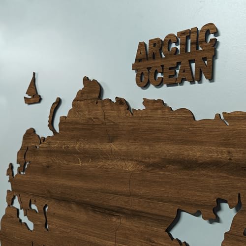 Image of rawpockets - 3D Wooden World Map With Clock Wall Decor| Wall Art, Wall Hangings & Gift | Travel Map | Living Room & Bedroom Wall | Working Space - Teak Brown Color - Large Size (180 X 105 CM)