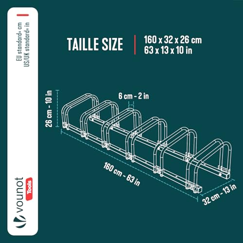 Image of VOUNOT Bike Stand Floor 6 Rack Bike Garage Bicycle Storage Parking Rack Cycle Organizer Locking Stand for Indoor Outdoor