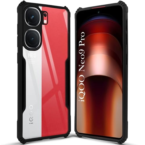 Image of Jkobi Hybrid Back Cover Case for Vivo iQOO Neo9 Pro (Shockproof with Polycarbonate Clear Panel | Professional Black)
