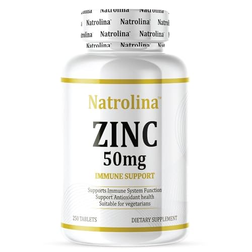 Natrolina Zinc Chelated 50mg 250 Tablets | Supports Immunity Antioxidant Protection Reproductive Function Enzyme Activity Skin Care | Essential Mineral Supplement | Gluten Free
