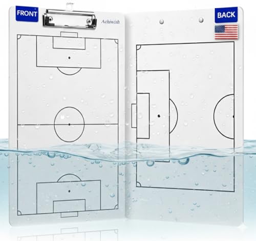 Achiwish Premium Clipboard for Coaches Durable Dry Erase WhiteBoard Simplicity Sharpens Focus Tactical Coaching Clip Boards Sporting Goods Clipboards(Soccer)