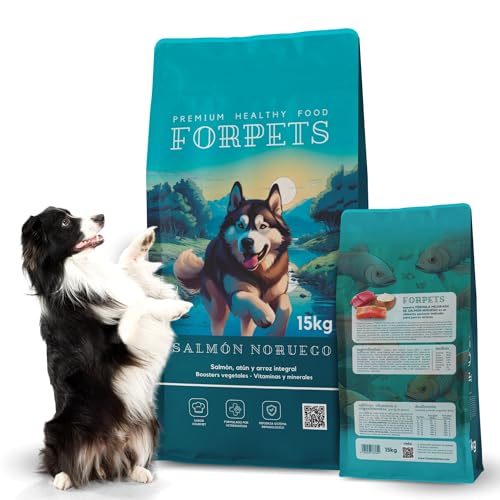 Pienso para Perros Adultos Salmón Noruego 15KG – Alta Digestibilidad con Arroz Integral y Prebióticos | Ideal para Piel Sensible, Pelaje Brillante y Articulaciones | Sin Trigo Añadido – FORPETS