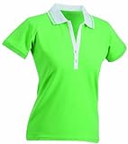  James & Nicholson Women\'s Functionalpolo - Polo de Manga Corta, elástico para Mujer, tamaño S, Color Verde/Blanco