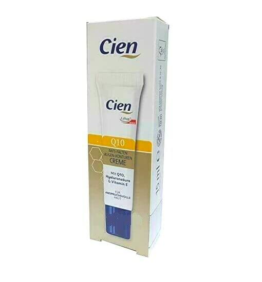 Crema antiarrugas para contorno de ojos Cien Q10 con ácido hialurónico Liftan cafeína, 15 ml