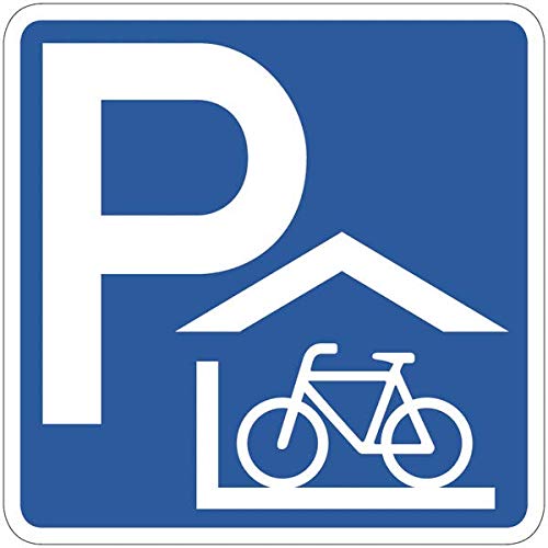 CARTELLO IN LAMIERA SCATOLATA QUADRATO 60X60 cm - PARCHEGGIO Pensilina per biciclette- SEGNALE CATARIFRAGENTE (CARTELLO CLASSE 2)