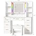 ANWBROAD Makeup Vanity Desk with Mirror and Lights 3 Colors Large Vanity Table with 7 Drawers & RGB Lights White Makeup Table with Charging Station 6 Storage Shelves Stool for Bedroom Women UBDT96W