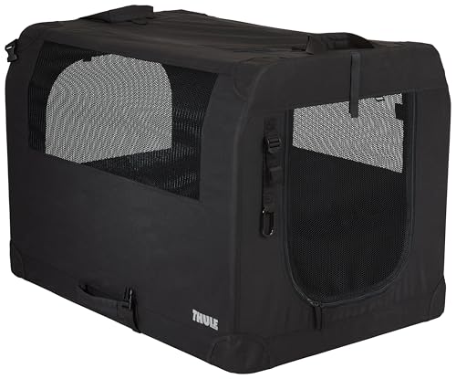 Thule Collapsible Dog Kennel Size Large - Easy to Assemble - Mesh Doors for Easy Access - Zippered Panel - Folds Down Easily
