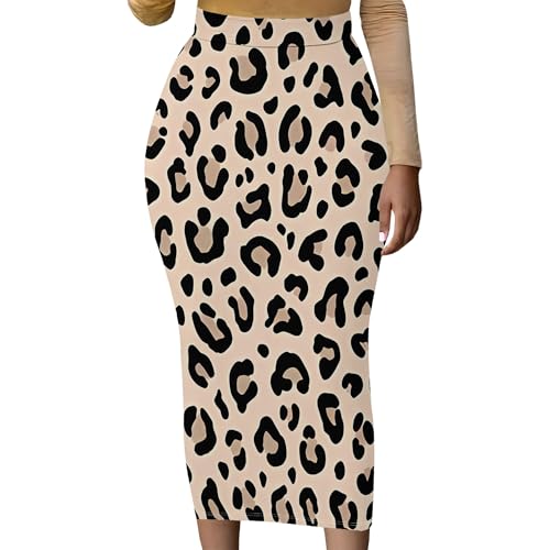Women's Long Pencil Skirt High Waisted Summer Fall Club Bodycon Tight Maxi Skirts Casual Elastic Below Knee Office Work Skirt