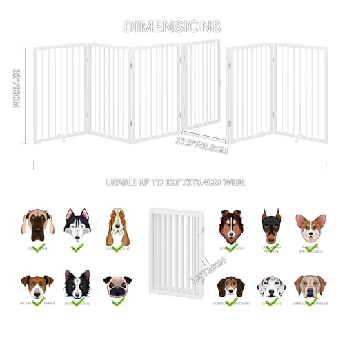 Vantas 120" x 32" Foldable Freestanding Extra Wide Dog Gate with Door,White | Freestanding Dog Gate for Stairs and Doorways, Renter Friendly No Drill, Extra Wide, Easy Storage, With Support Feet - Image 6
