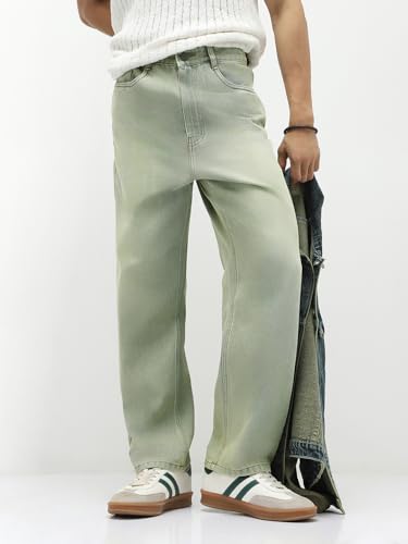Image of Urbano Fashion Men's Loose Baggy Fit Heavy Washed Jeans Non-Stretchable