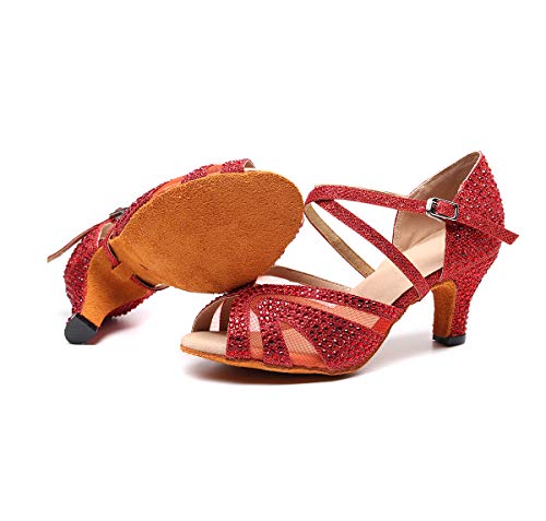 Ladies Ballroom Latin Dance Shoes Color Rhinestone Ballroom Party Performance Shoes 3.5 Inch Ladies High Heels3