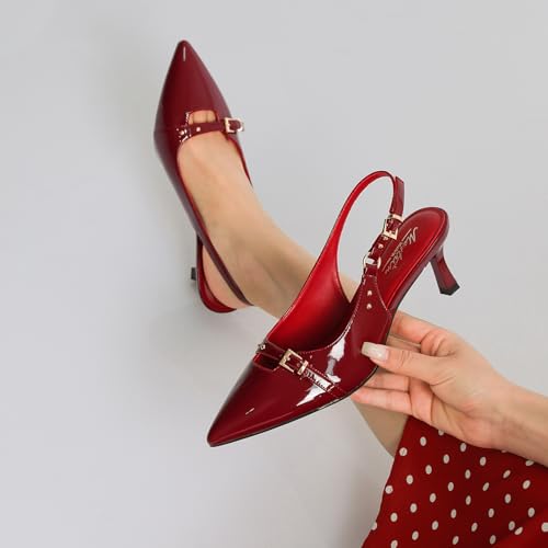 Image of Mostrin Kitten Heels for Women Slingback Pointed Closed Toe Heels Women's Pumps Shoes for Wedding, Party, Commuting