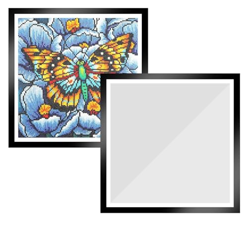 ACONDE 2 marcos de cuadros de diamantes de 30 x 30 cm, marco magnético negro para decoración de pared del hogar