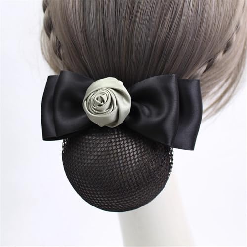 Redecilla para moño con lazo verde y flores accesorio para el pelo de mujer