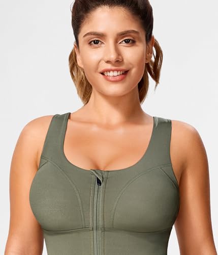 Image of TrainingGirl Zip Front Closure Longline Sports Bras for Women - Workout Crop Tank Tops Yoga Camisole Criss Cross Back