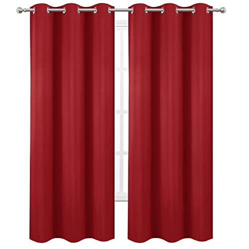 Image of LEMOMO Blackout Curtains 38 x 84 inch /Bright Red Curtains Set of 2 Panels /Thermal Insulated Room Darkening Bedroom Curtains