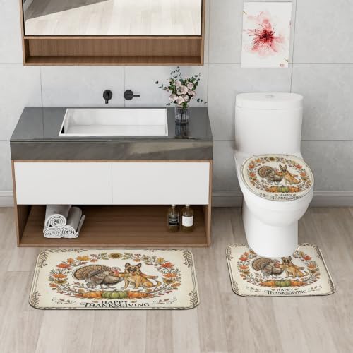 Ensemble de douche dinde d'automne vintage en tissu haute qualité 4pcs