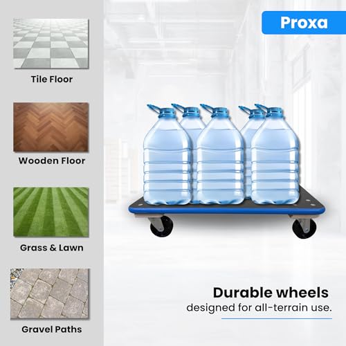 Image of Proxa Heavy Duty Wooden Moving Dolly 200 kg Capacity | Large Transport Platform Dolly for Furniture, Appliances, Warehouse and Home Use (61 x 46 cm)