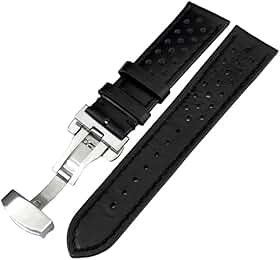 Pulseira Relógio Couro Furadinha Ventilada Respirável Racing Deployant 20mm 22mm