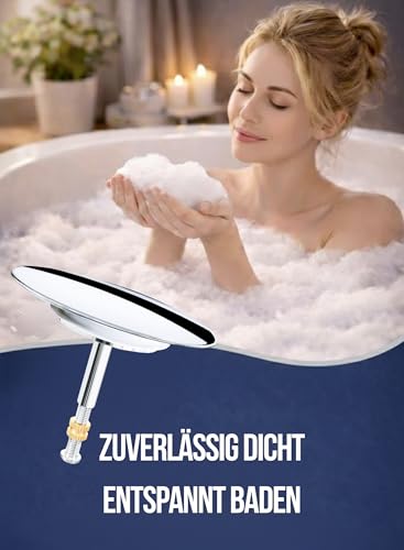 EDELER | 2-teilig | Badewannenstöpsel Universal Passform | Badewannen Stöpsel Verschluss Ø 72 mm | Rostfrei Verstellbarer Badewannen Stopfen | für Jede Badewanne Dicht + GRATIS Alternativdichtung