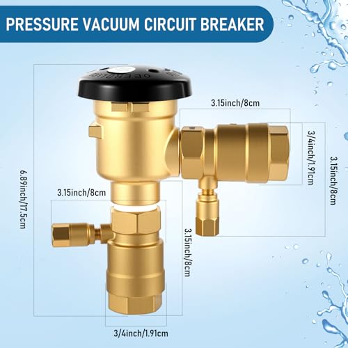 Image of MorningRo 34-720A 3 /4 inch 720A Brass Pressure Vacuum Breaker Assembly for Water Lines Valve Assembly Max 400 PSI Backflow Preventer Valve to Maintain Plumbing System Integrity (Blue)