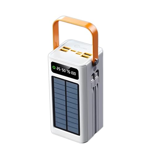 Carregador Solar Portátil Conexão Digital Fonte de Energia Renovável Estação de Recarga Portátil Multi-Saídas 50000mAh (Branco)