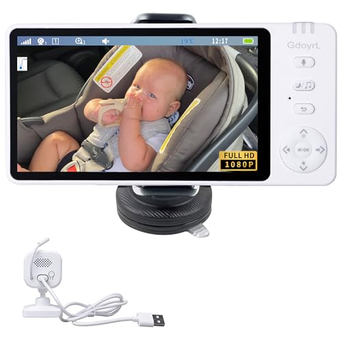 Image of GdoyrL Baby Car Camera Backseat Wireless Baby Monitor with Camera (Max. Range 1000FT) Multifunctional HD Night Vision Wide View 5'' 1080P IPS Display USB Plug&Play Car Seat Camera for Baby Rear Facing